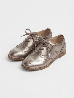 GAP Kids Metallic Lace-Up Brogues Silver Dress Shoes | 11K